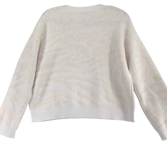 Rails Chance M Ivory Mixed Animal Print Long Sleeve Sweater ribbed cuffs and hem - Picture 2 of 4